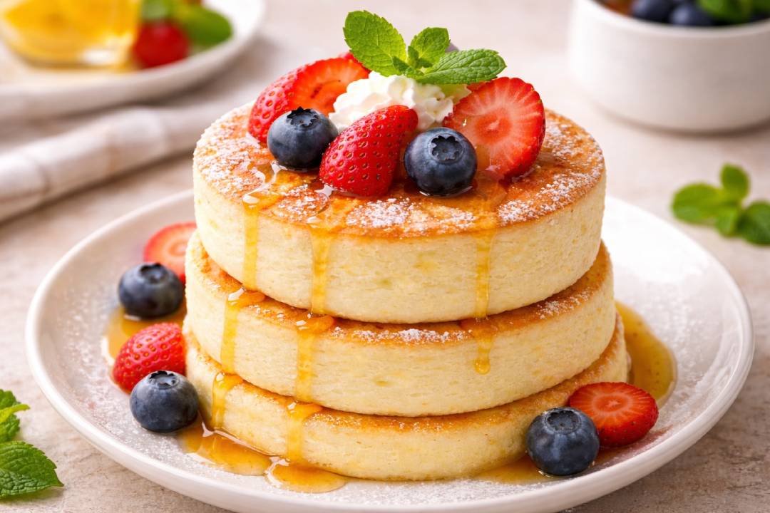 Soufflé Pancake Cake: Dessert Lembut seperti Awan yang Sedang Viral