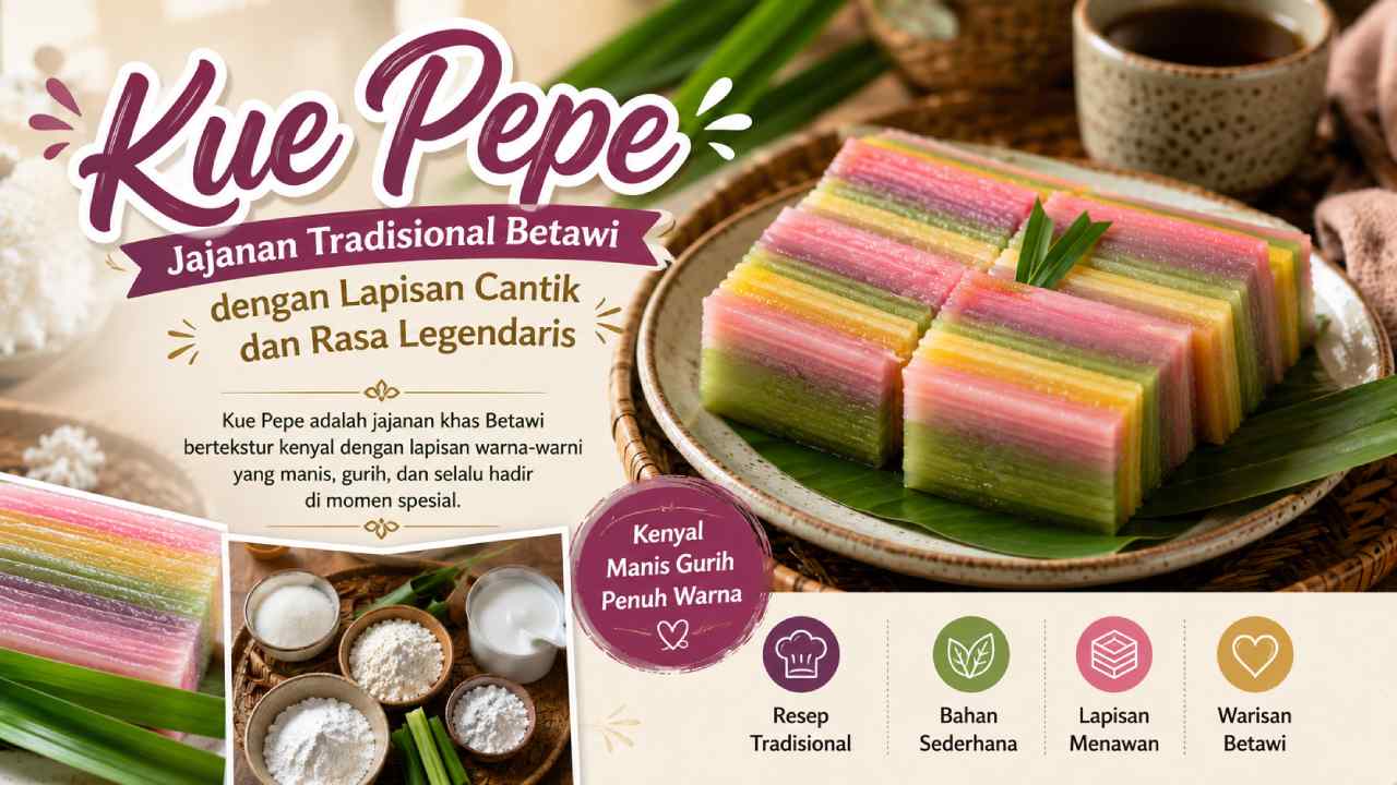 Kue Pepe, Jajanan Tradisional Betawi dengan Lapisan Cantik dan Rasa Legendaris
